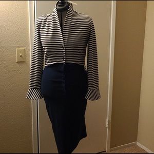 Navy and white stripped vintage style dress